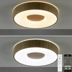 Plafondlamp Coin 38 hout + remote CCT><noscript><img width=