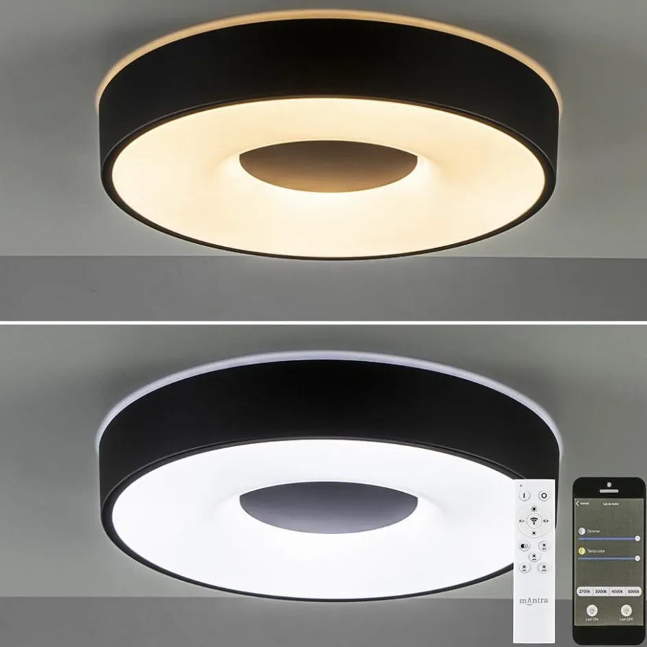 Plafondlamp Coin 38 zwart + remote CCT>Straluma Outlet