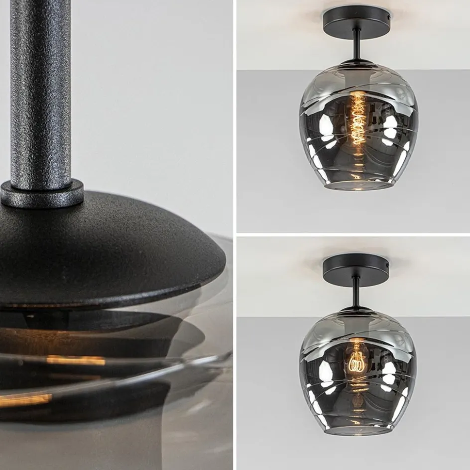 Plafondlamp Fantasy 1L zwart + smoke glas>Straluma New