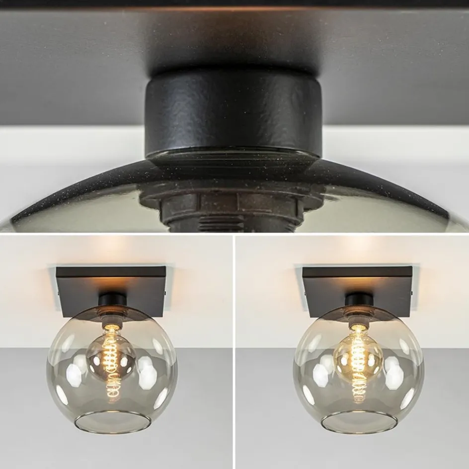 Plafondlamp Globe 25 vierkant zwart/smoke>Straluma Discount