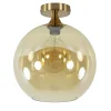 Plafondlamp goud met amber glazen bol 30 cm>Straluma Discount