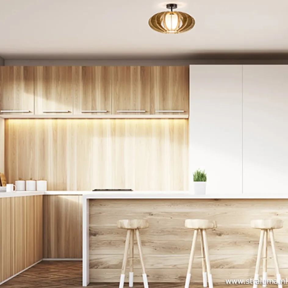 Plafondlamp hout lamellen klein>Straluma Sale
