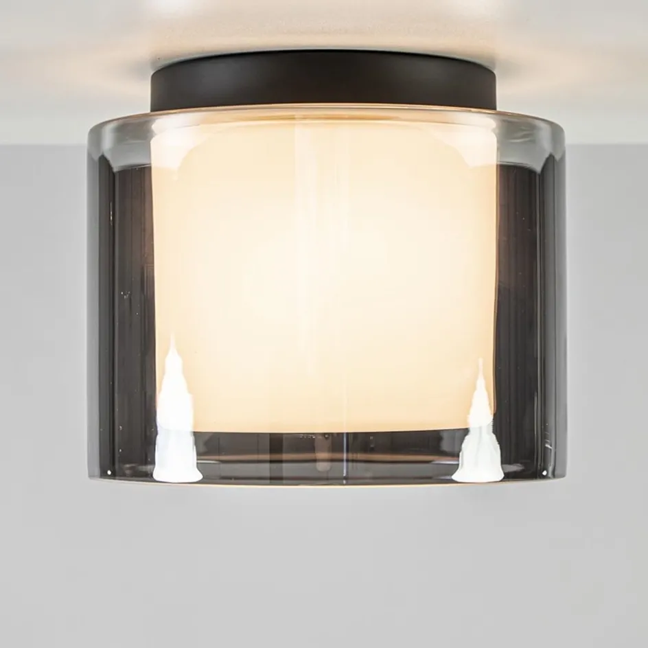 Plafondlamp Ice 23cm zwart/smoke IP44>Straluma Discount