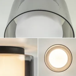 Plafondlamp Ice 23cm zwart/smoke IP44><noscript><img width=