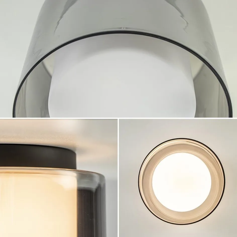 Plafondlamp Ice 23cm zwart/smoke IP44>Straluma Discount