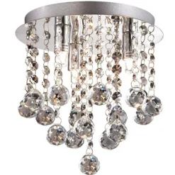 Plafondlamp kristal bollen + chroom 22cm>Straluma New