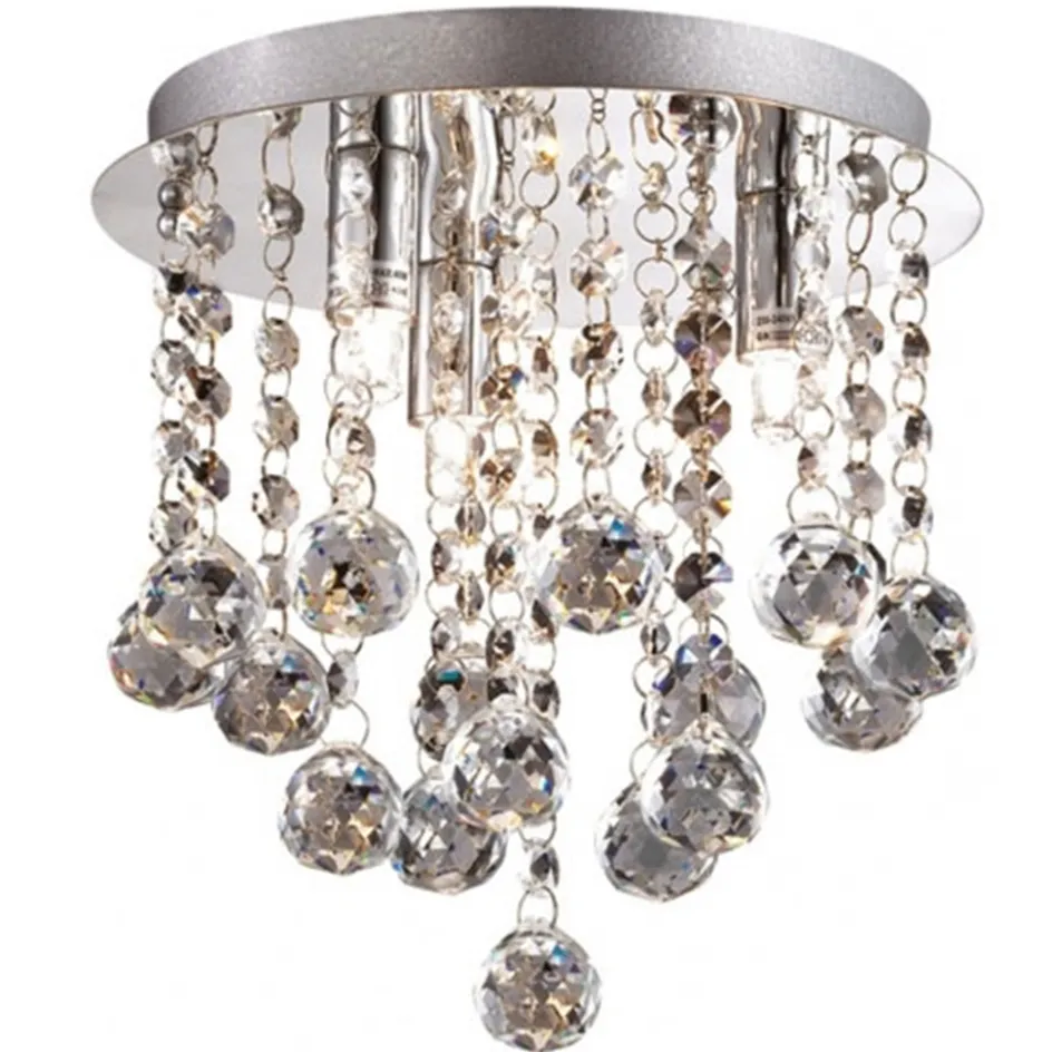Plafondlamp kristal bollen + chroom 22cm>Straluma New