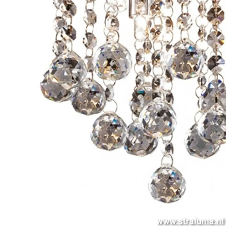Plafondlamp kristal bollen + chroom 22cm>Straluma New