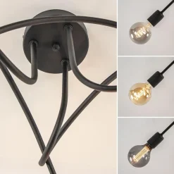 Plafondlamp Krul 3L zwart ex. e27 lb.><noscript><img width=