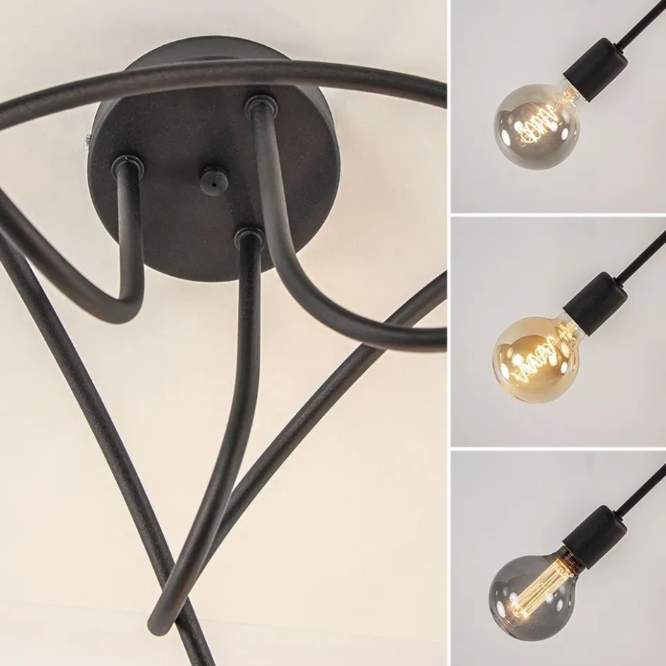 Plafondlamp Krul 3L zwart ex. e27 lb.>Straluma