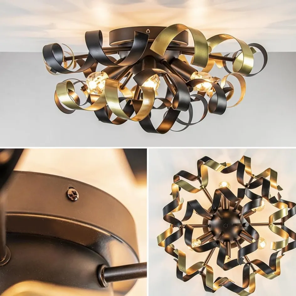 Plafondlamp Krul zwart/goud>Straluma