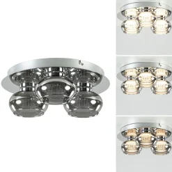 Plafondlamp 3-L chroom/smoke 3-step dim.>Straluma Best