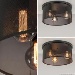 Plafondlamp 3L cilinder gaas zwart 44cm><noscript><img width=