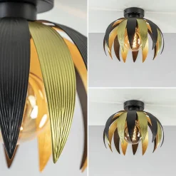Plafondlamp leaves zwart/goud><noscript><img width=