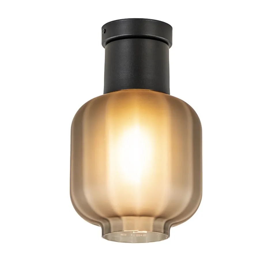 Plafondlamp Lett zwart + smoke glas 20cm>Straluma New