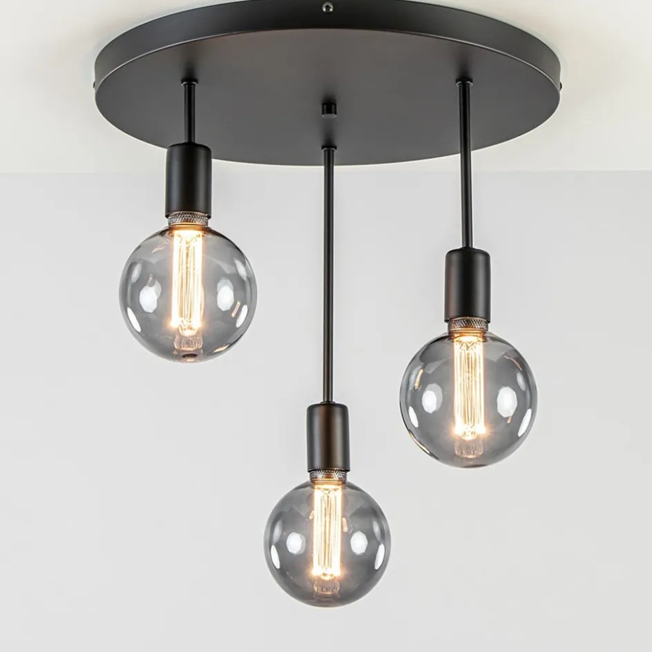 Plafondlamp 3-lichts zwart ex. e27>Straluma Sale