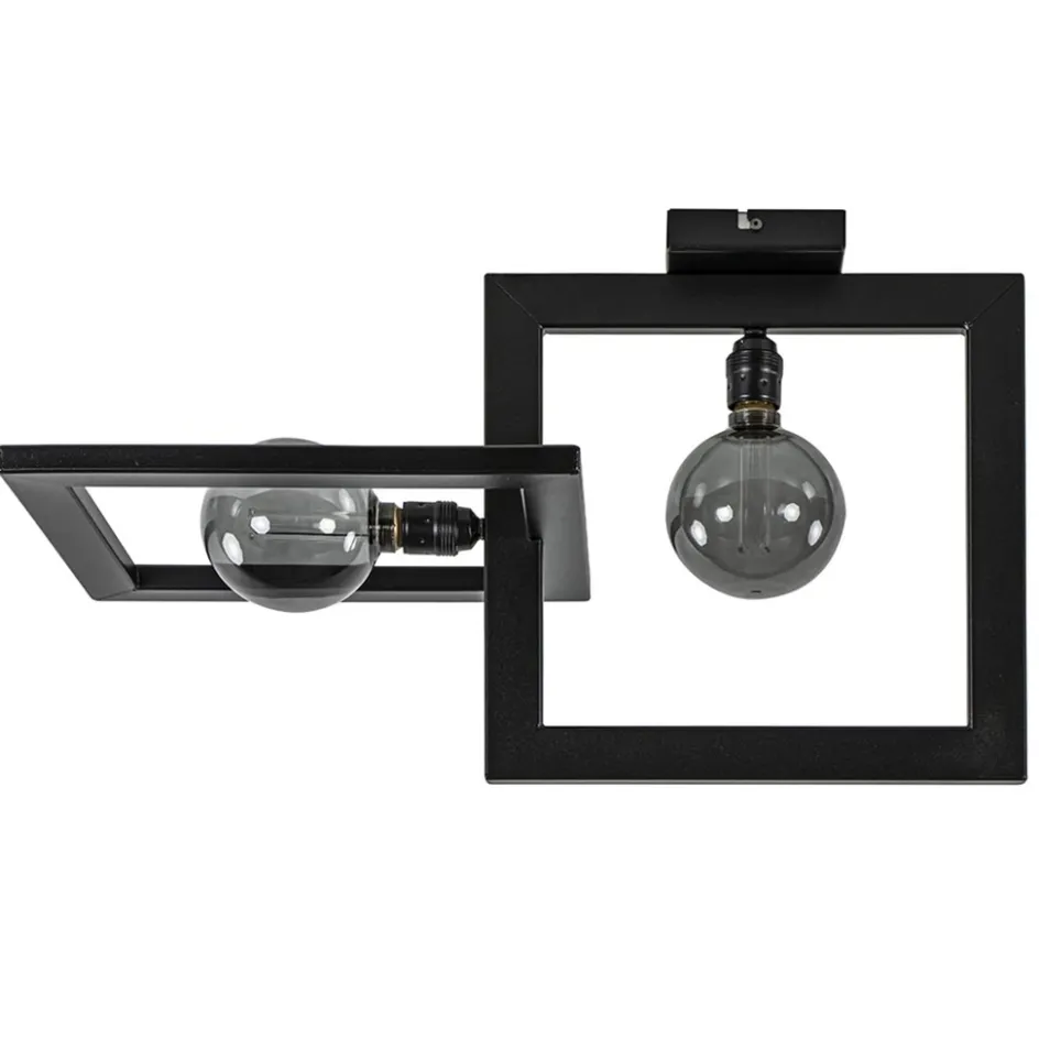 Plafondlamp Longa zwart 2xframe vierkant>Straluma Online