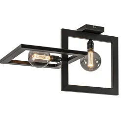 Plafondlamp Longa zwart 2xframe vierkant>Straluma Online