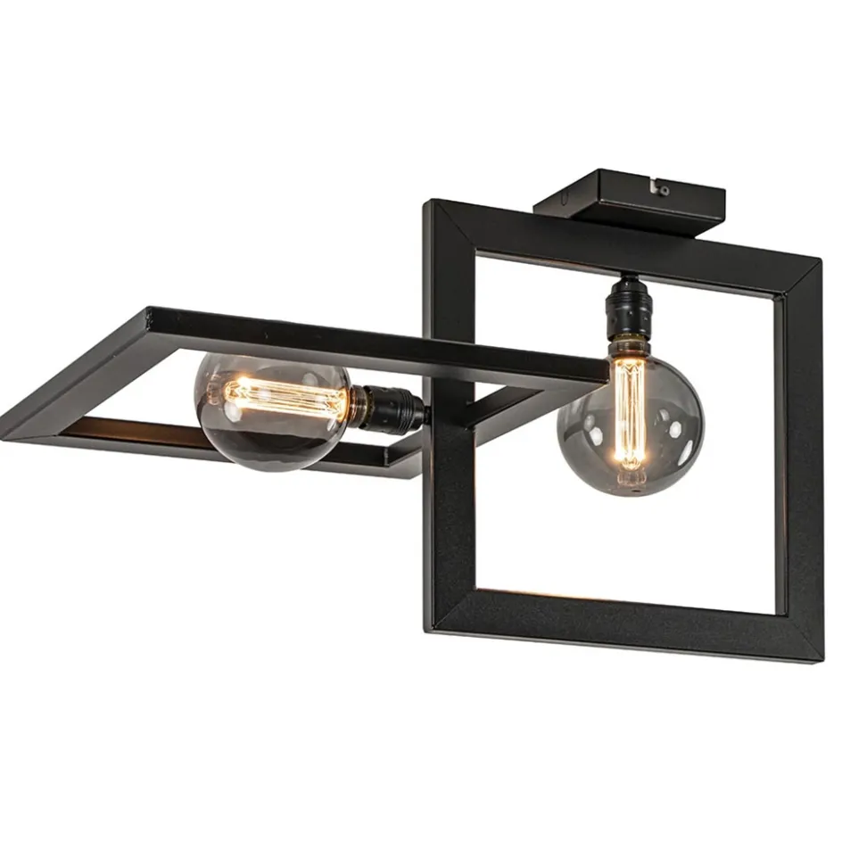Plafondlamp Longa zwart 2xframe vierkant>Straluma Online