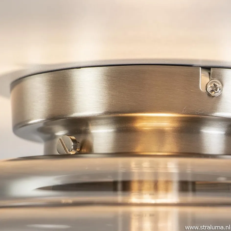 Plafondlamp nikkel + smoke glas>Straluma Online