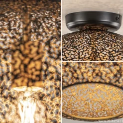 Plafondlamp Oronero bol zwart/goud 30cm><noscript><img width=