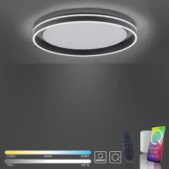 Plafondlamp Q-Vito 59 zwart smart+remote>Straluma Hot