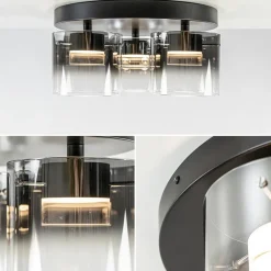 Plafondlamp Salerno 3L zwart/smoke glas><noscript><img width=