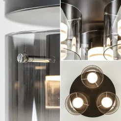 Plafondlamp Salerno 3L zwart/smoke glas><noscript><img width=