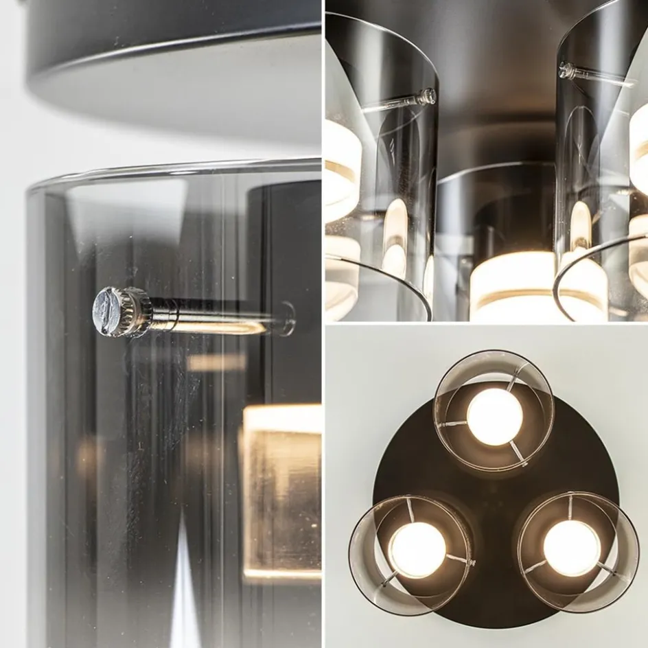 Plafondlamp Salerno 3L zwart/smoke glas>Straluma