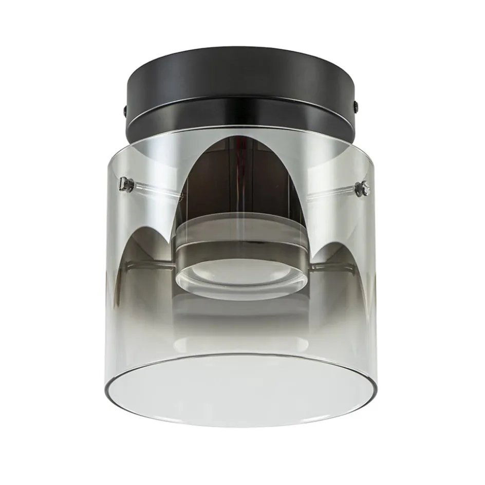 Plafondlamp Salerno zwart/smoke glas>Straluma