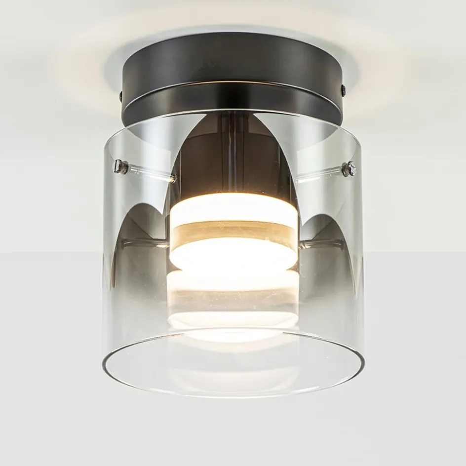 Plafondlamp Salerno zwart/smoke glas>Straluma