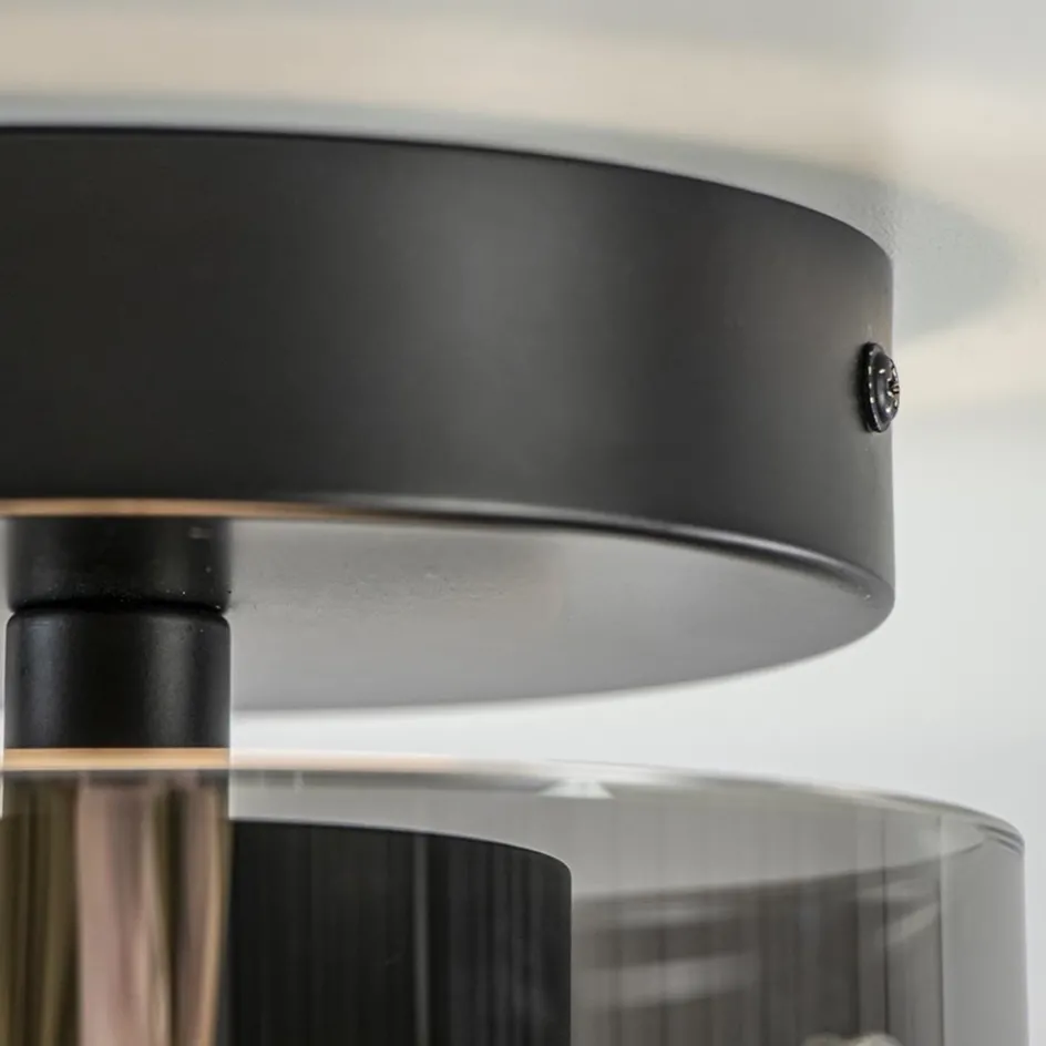 Plafondlamp Salerno zwart/smoke glas>Straluma