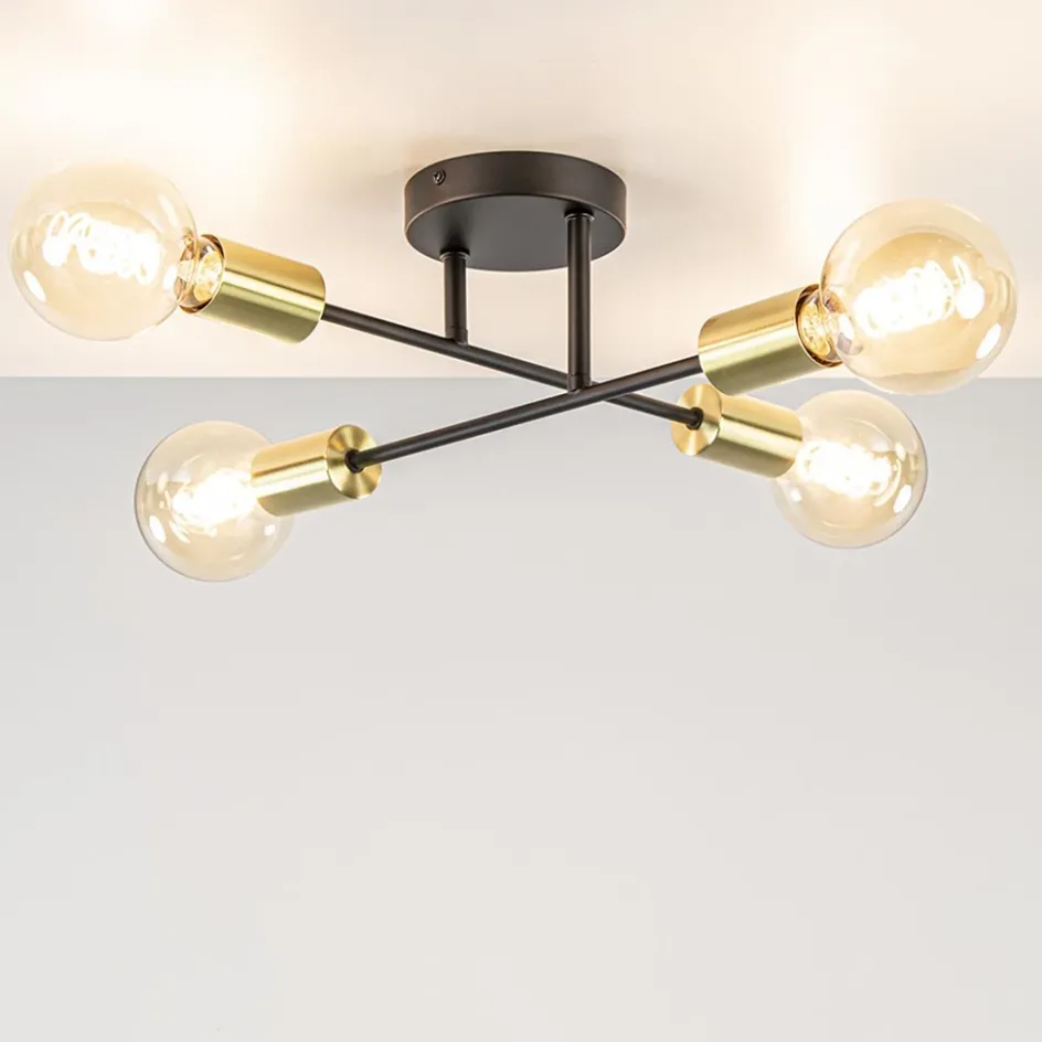 Plafondlamp Sticks 4L zwart/goud>Straluma Outlet