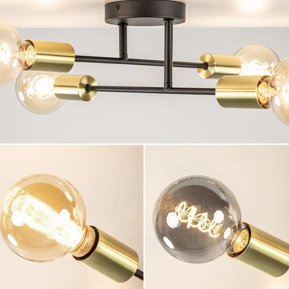 Plafondlamp Sticks 4L zwart/goud>Straluma Outlet