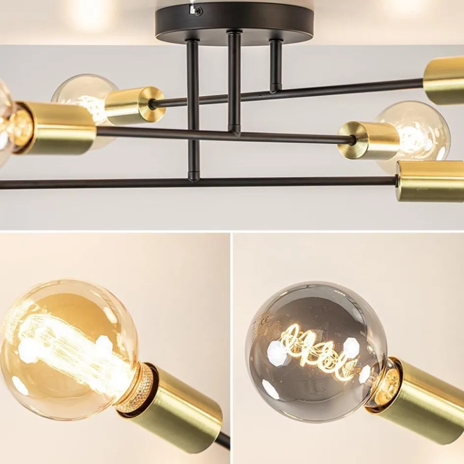 Plafondlamp Sticks 6L zwart/goud>Straluma Discount