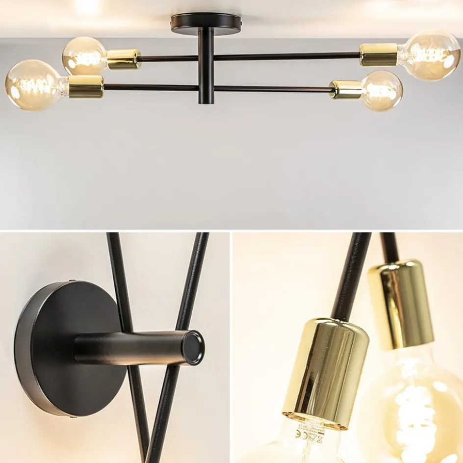 Plafondlamp Sticks 4L zwart/goud excl. e27 l.b.>Straluma Sale