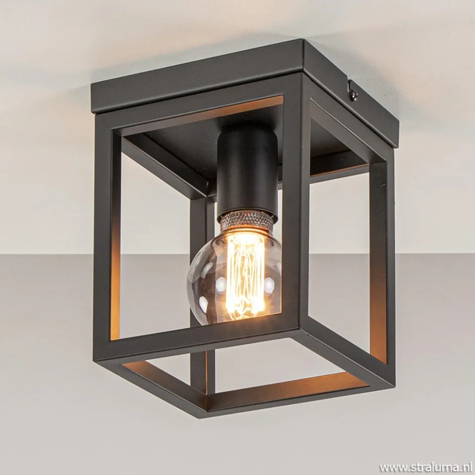 Plafondlamp vierkant frame klein zwart>Straluma Clearance