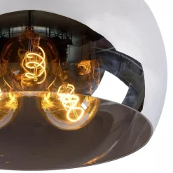 Plafondlamp zwart + smoke glas 40cm><noscript><img width=