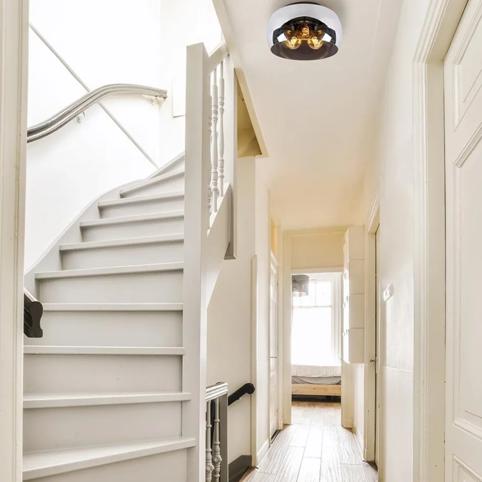 Plafondlamp zwart + smoke glas 40cm>Straluma Best