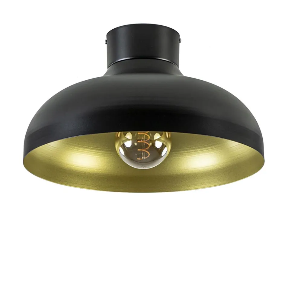 Plafondlamp zwart met gouden binnenkant>Straluma Discount