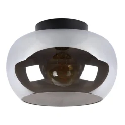 Plafondlamp zwart met smoke glas>Straluma Clearance