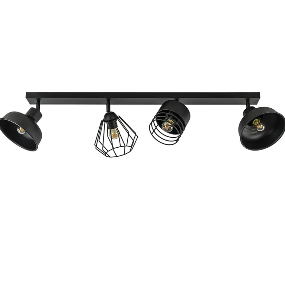 Plafondlamp zwart met verschillende kappen>Straluma Hot