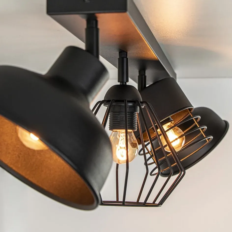 Plafondlamp zwart met verschillende kappen>Straluma Hot