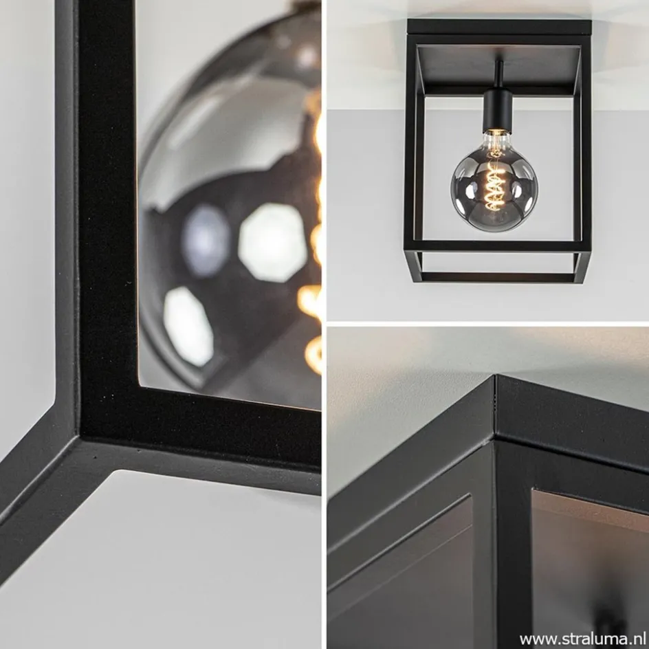 Plafondlamp zwart open frame>Straluma