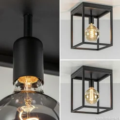 Plafondlamp zwart open frame><noscript><img width=