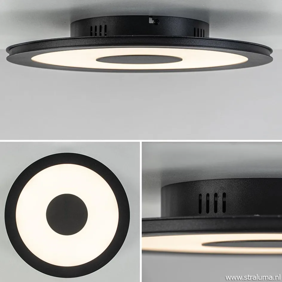 Plafondlamp zwart rond 38cm 3-st.dim.>Straluma Outlet
