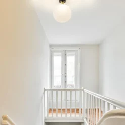 Plafondlamp zwart/goud met opaal glas 30 cm><noscript><img width=