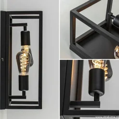 Plafondlamp/wandlamp zwart open frame><noscript><img width=
