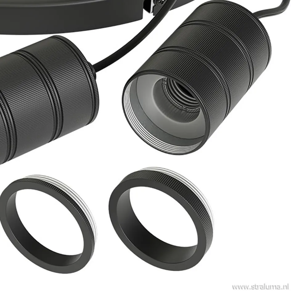 Plafondplaat 3-l rond 40cm zwart excl.lb>Straluma Discount