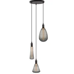 Plafondplaat rond zwart 3-lichts pendel ex.lb>Straluma Outlet